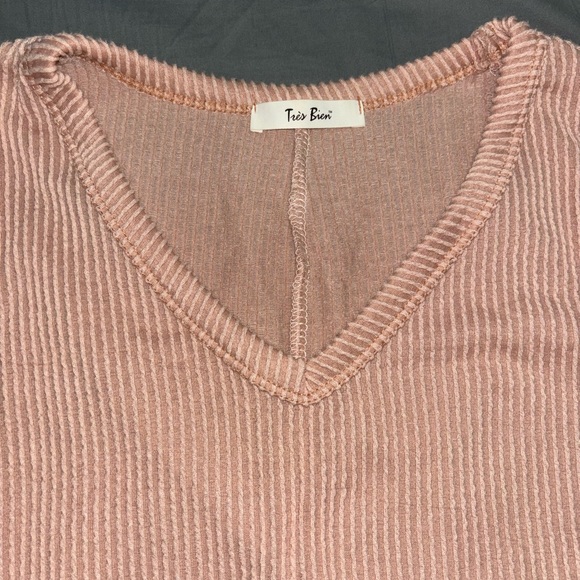 blush ribbed tank top blouse - Picture 2 of 2